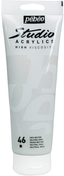 Tube 250 ml de peinture acrylique Pébéo - Studio Acrylics High Viscosity - gris neutre