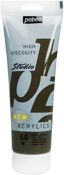 Tube 250 ml  de peinture acrylique Pébéo - Studio Acrylics High Viscosity - ombre naturelle