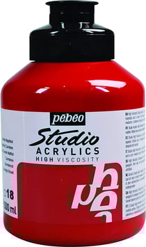 Pot 500 ml de peinture Pébéo - Studio Acrylics High Viscosity - Carmin - Fine - Opaque