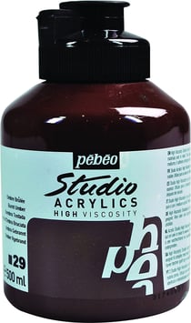 Pot 500 ml de peinture Pébéo - Studio Acrylics High Viscosity - Ombre brûlée - Fine - Opaque