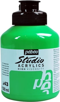 Pot 500 ml de peinture Pébéo - Studio Acrylics High Viscosity - Vert de cadmium moyen - Fine - Opaque