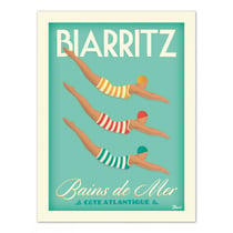 Affiches 50x70 biarritz "bain de mer"