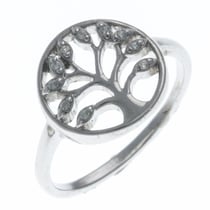 Bague argent rhodié - arbre de vie et zircons - T60