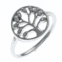 Bague argent rhodié - arbre de vie et zircons - T62
