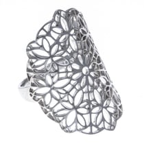 Bague argent rhodié - filigrané - T54
