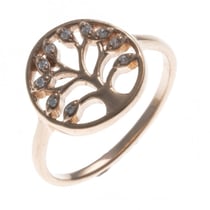 Bague argent rhodié - arbre de vie et zircons - T62