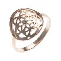 Bague argent rhodié - fleur de vie et zircons - T54