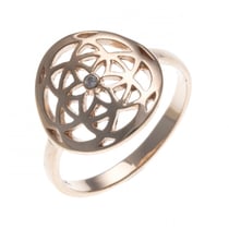 Bague argent rhodié - fleur de vie et zircons - T60