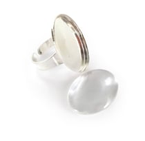 Bague ovale à décorer et cabochon - Argent