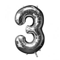 Ballon hélium chiffre 3 Argent