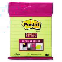 Notes Super Sticky Post-it® Grands Formats vert lignées 100 x 100 mm