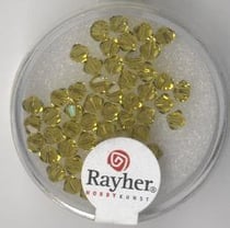 Boite perles swarovski forme toupies x 50 jaune d'or