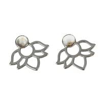 Boucles d'oreilles perles Agate crazy lace et lotus métal argenté