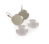 Paire de boucles d'oreille rondes à décorer et cabochons - Argent