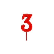 Bougie anniversaire chiffre 3 Rouge - Gatodéco