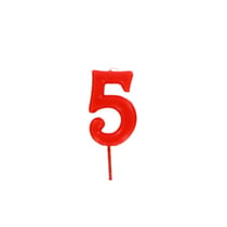 Bougie anniversaire chiffre 5 Rouge - Gatodéco