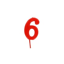 Bougie anniversaire chiffre 6 Rouge - Gatodéco