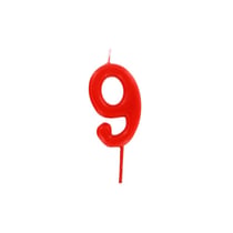 Bougie anniversaire chiffre 9 Rouge - Gatodéco