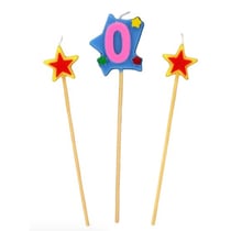Bougies Chiffre 0 et étoiles - Gatodéco