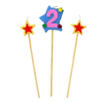 Bougies Chiffre 2 et étoiles - Gatodéco