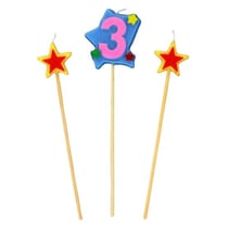 Bougies Chiffre 3 et étoiles - Gatodéco