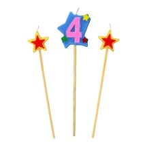 Bougies Chiffre 4 et étoiles - Gatodéco