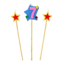 Bougies Chiffre 7 et étoiles - Gatodéco