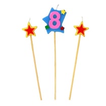 Bougies Chiffre 8 et étoiles - Gatodéco