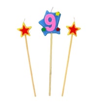 Bougies Chiffre 9 et étoiles - Gatodéco