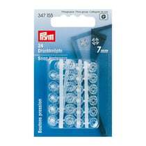 24 boutons pression plastiques transparents - 7 mm