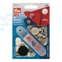 10 boutons pression Anorak avec outil - 15 mm - blanc