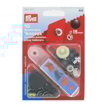 10 boutons pression anorak avec outil - 15 mm - noir