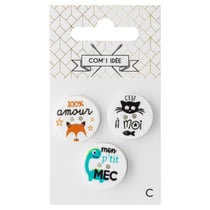 3 boutons à message - 20 mm - renard
