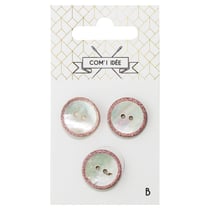 3 boutons - 18 mm - rose nacre