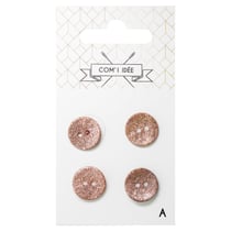 4 boutons - 14 mm - rose nacre