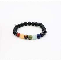 Bracelet perles 8 mm - 7 chakras et pierre de lave