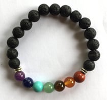 Bracelet Pierre de lave 7 chakras - 8 mm