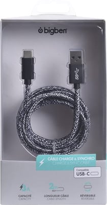 Câble Tissé USB C/Lightning 2m Rose Bigben