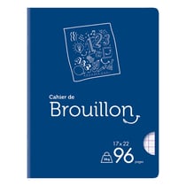 Cahier de brouillon polypro - 17 x 22 cm - Cultura - 96 pages à grands carreaux - Bleu