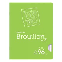 Cahier de brouillon - 17 x 22 cm - Cultura - 96 pages grands carreaux - Vert