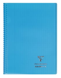 1 cahier polypro à spirales - Format A4 21 x 29.7 cm - Koverbook - Clairefontaine - 160 pages grands carreaux - Coloris assortis