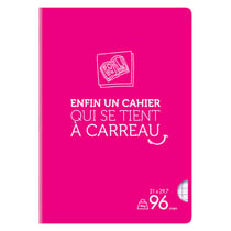 Cahier polypro - Format A4 21 x 29.7 cm - Cultura - 96 pages grands carreaux - Rose