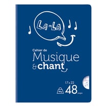Cahier de musique - 17 x 22 cm - Cultura - 48 pages grands carreaux - Bleu