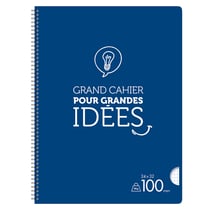 Cahier à spirales - 24 x 32 cm - Cultura - 100 pages petits carreaux - Bleu