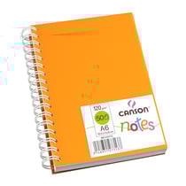 CANSON - Cahier de notes - reliure à anneaux métalliques - A6 - 50 feuilles - papier blanc - uni - couverture orange