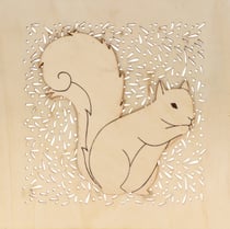 Châssis 30 x 30 cm ajouré en bois & silhouette Renard Isatis Artemio