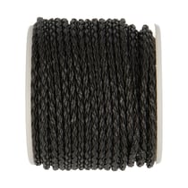 Ruban Cordelière Tressée en skai 3mm - Noir - Vendu au décimètre