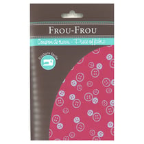 Coupon de tissu Frou Frou - 45x55 cm - motif boutons - fuchsia