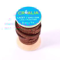 Lacet 5 mm x 1 m - Marron pailleté - Créalia