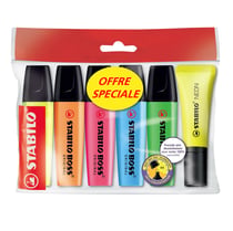 Lot de 6 surligneurs pointe large - STABILO - Couleurs assorties - BOSS ORIGINAL + NEON